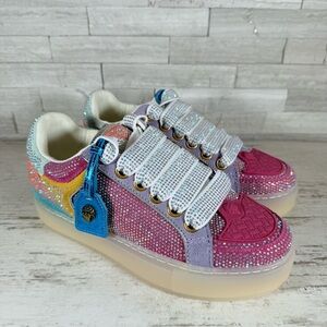 KURT GEIGER LONDON SOUTHBANK TAG PLATFORM CRYSTAL EMBELLISHED SNEAKERS NEW 39